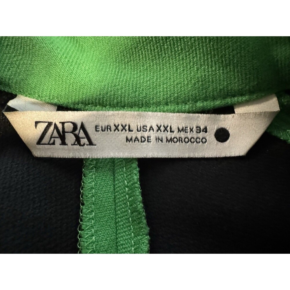 Zara Women's 2XL Green Solid Shift Dress Mock Neck Short Sleeve Zip Short - Picture 2 of 3